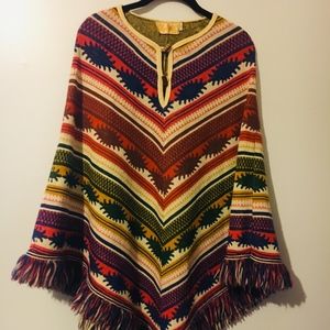 Sabra Poncho Vintage 1970s One Size Boho Hippie
